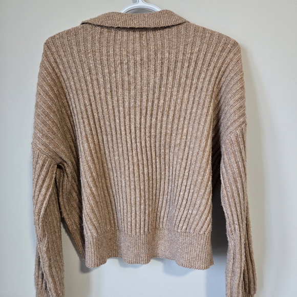 William Rast Ribbed V-Neck Sweater in Tan - Picture 2 of 3